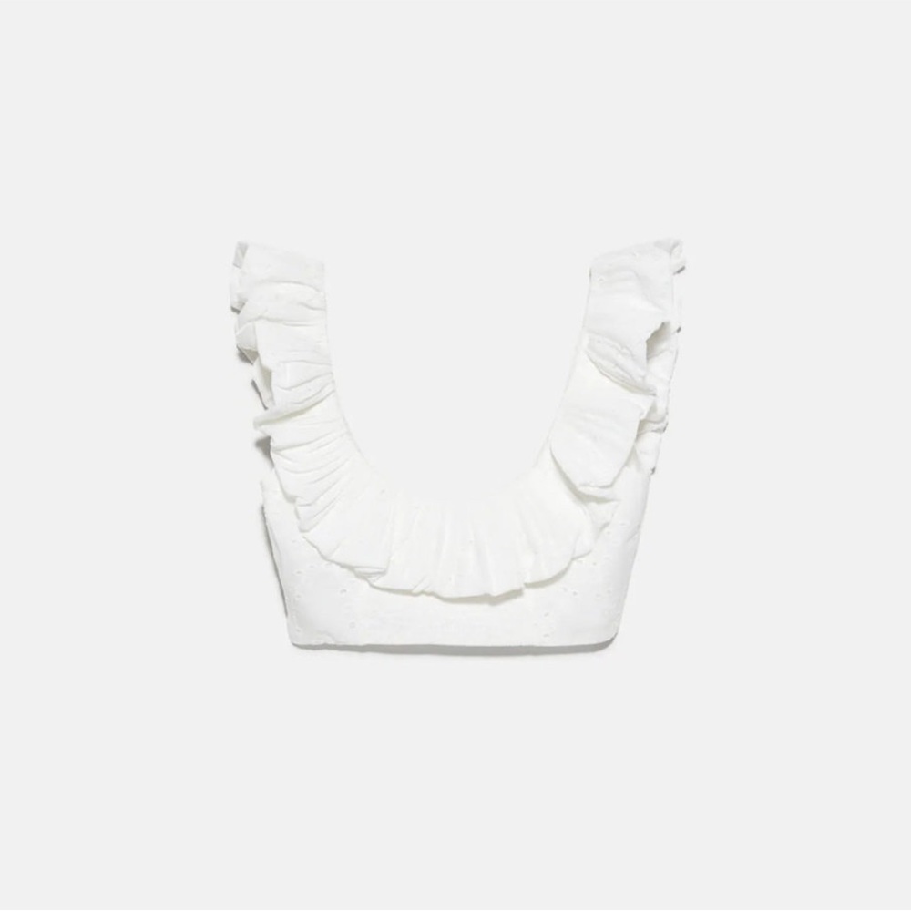 ZARA Embroidered Eyelet Crop Top - Picture 3 of 9